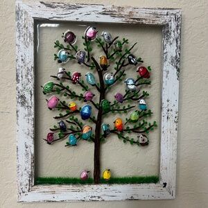 Colorful Bird Tree Wall Art. Resin Art. NWOT